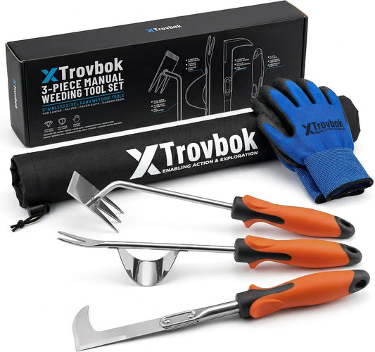 3-Piece Stainless Steel Weed Puller Tool Set
