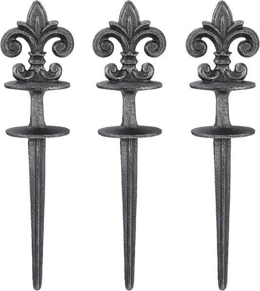 3 Pcs Decorative Hose Guide Stakes with Fleur de Lis Design