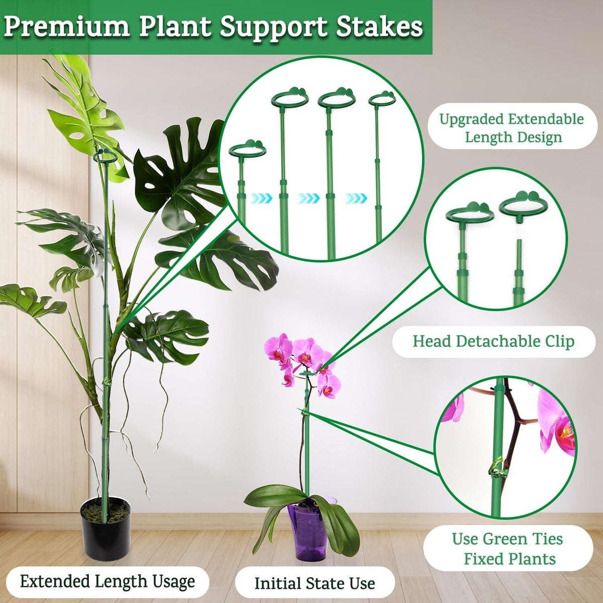 Extendable Plant Stakes,Length Scalable From17.9to42.3IN Plant SupportStake