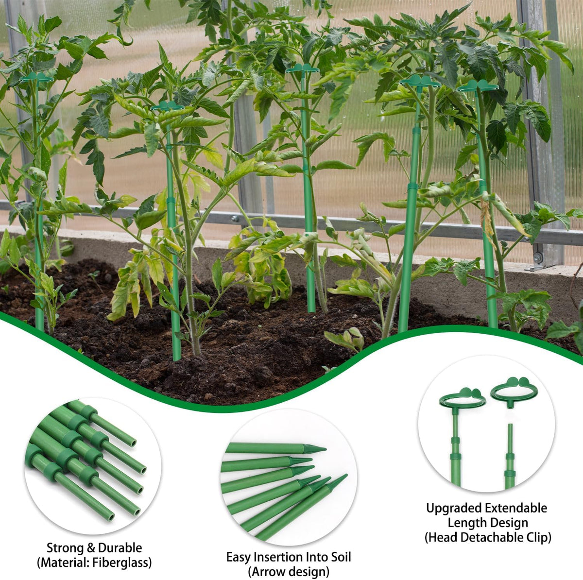 Extendable Plant Stakes,Length Scalable From17.9to42.3IN Plant SupportStake