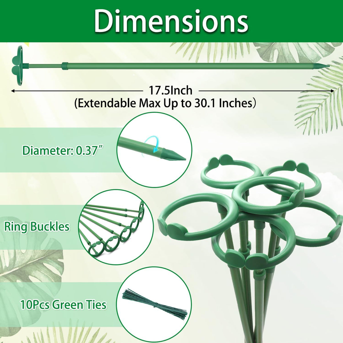 Extendable Plant Stakes,Length Scalable From17.9to42.3IN Plant SupportStake