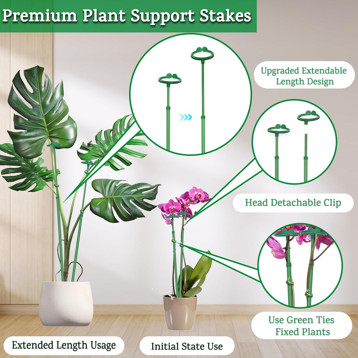 Extendable Plant Stakes,Length Scalable From17.9to42.3IN Plant SupportStake
