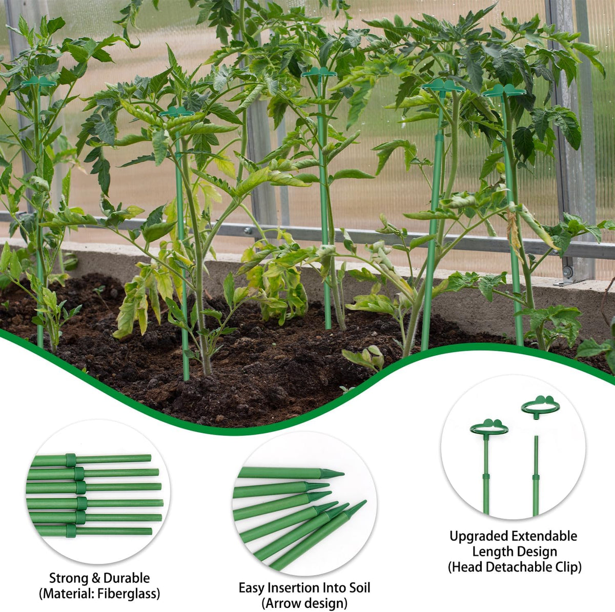 Extendable Plant Stakes,Length Scalable From17.9to42.3IN Plant SupportStake