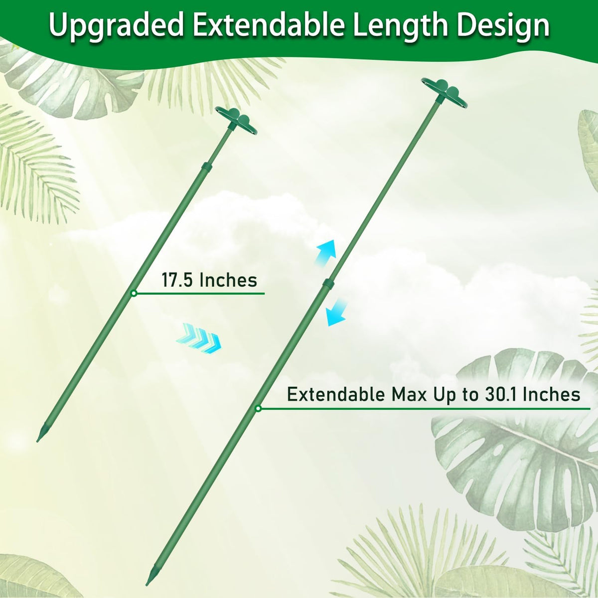 Extendable Plant Stakes,Length Scalable From17.9to42.3IN Plant SupportStake