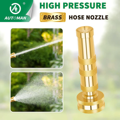 Brass Hose Nozzle - High Pressure Jet Nozzle 4 Count (2 Set), Heavy Duty Water Hose Sprayer Sweeper with Hose Shutoff Valve, 3/4” GHT Nozzles for Garden Hose, Car Wash, Extra 10 Rubber Washers