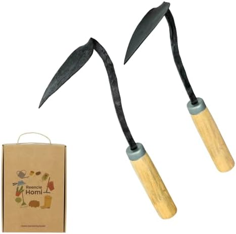 Homi Korean Hand Hoe (Homi) – Traditional Handmade Hand Plow Garden Tool, Forged Steel Blade & Wooden Handle for Weeding, Digging, Planting & Cultivating