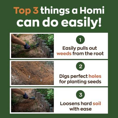 Homi Korean Hand Hoe (Homi) – Traditional Handmade Hand Plow Garden Tool, Forged Steel Blade & Wooden Handle for Weeding, Digging, Planting & Cultivating