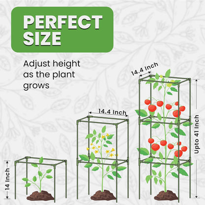 3 Pack 41" Square Tomato Cages for Garden - Large Tomato Trellis Stakes