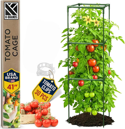 3 Pack 41" Square Tomato Cages for Garden - Large Tomato Trellis Stakes
