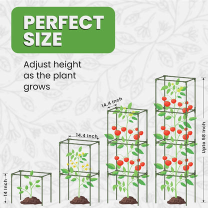 3 Pack 41" Square Tomato Cages for Garden - Large Tomato Trellis Stakes