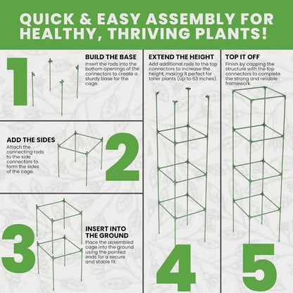 3 Pack 41" Square Tomato Cages for Garden - Large Tomato Trellis Stakes
