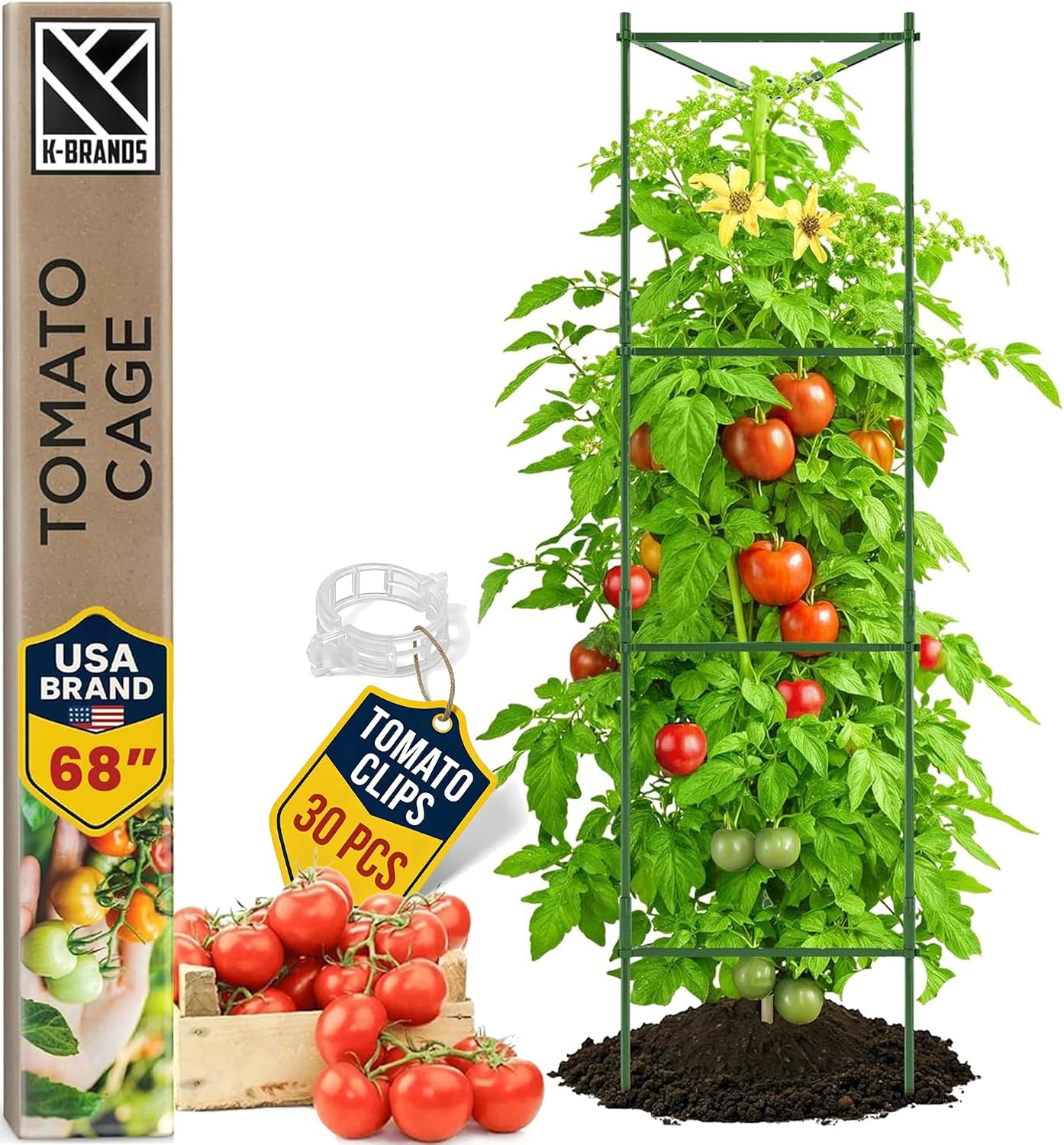 3 Pack 41" Square Tomato Cages for Garden - Large Tomato Trellis Stakes