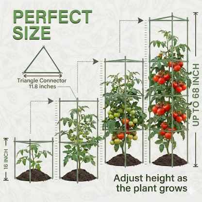3 Pack 41" Square Tomato Cages for Garden - Large Tomato Trellis Stakes