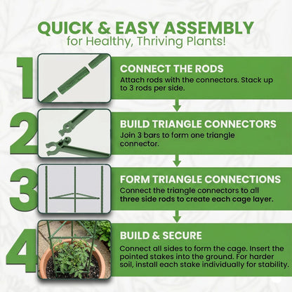 3 Pack 41" Square Tomato Cages for Garden - Large Tomato Trellis Stakes