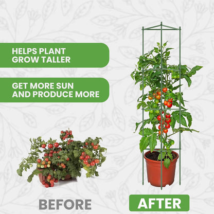 3 Pack 41" Square Tomato Cages for Garden - Large Tomato Trellis Stakes