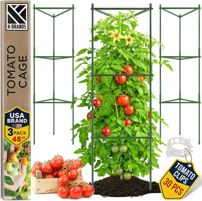 3 Pack 41" Square Tomato Cages for Garden - Large Tomato Trellis Stakes