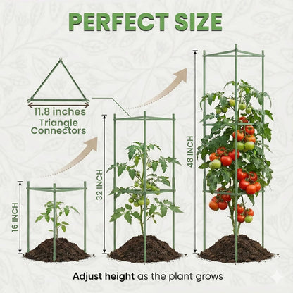 3 Pack 41" Square Tomato Cages for Garden - Large Tomato Trellis Stakes
