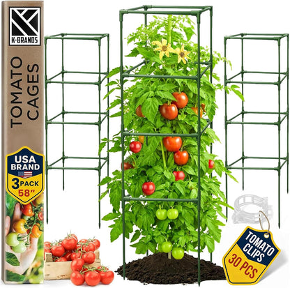 3 Pack 41" Square Tomato Cages for Garden - Large Tomato Trellis Stakes