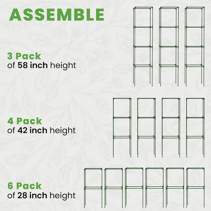 3 Pack 41" Square Tomato Cages for Garden - Large Tomato Trellis Stakes