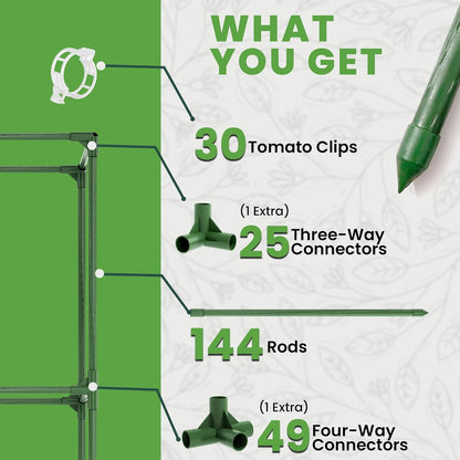 3 Pack 41" Square Tomato Cages for Garden - Large Tomato Trellis Stakes