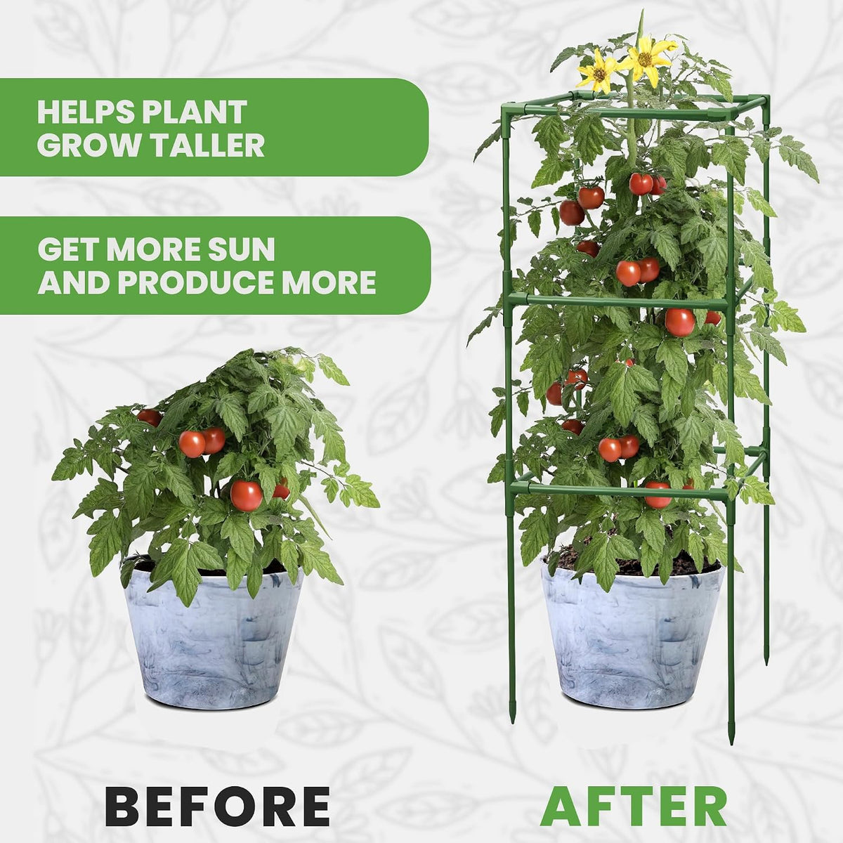 3 Pack 41" Square Tomato Cages for Garden - Large Tomato Trellis Stakes