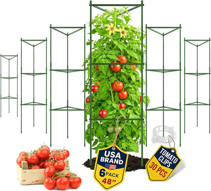 3 Pack 41" Square Tomato Cages for Garden - Large Tomato Trellis Stakes