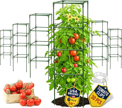 3 Pack 41" Square Tomato Cages for Garden - Large Tomato Trellis Stakes