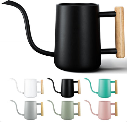 Metal Small Indoor Watering Can with Long Spout & Real Wood Handle, 35oz