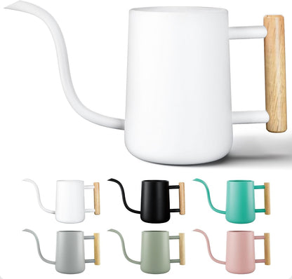 Metal Small Indoor Watering Can with Long Spout & Real Wood Handle, 35oz