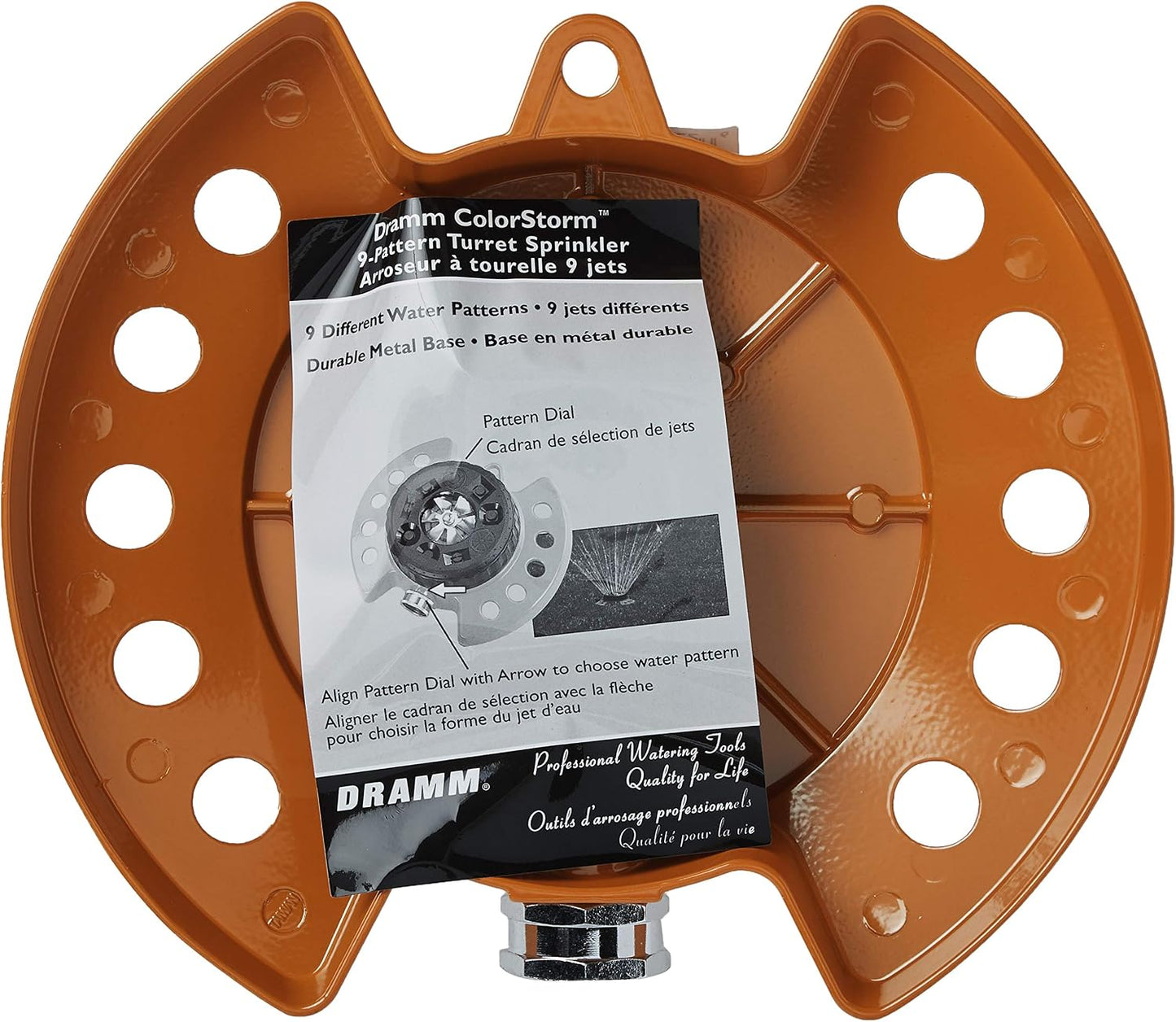 Metal Base, Green 15024 ColorStorm 9-Pattern Turret Sprinkler with Heavy-Duty Meta