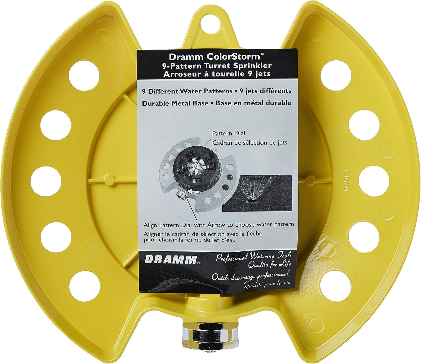 Metal Base, Green 15024 ColorStorm 9-Pattern Turret Sprinkler with Heavy-Duty Meta