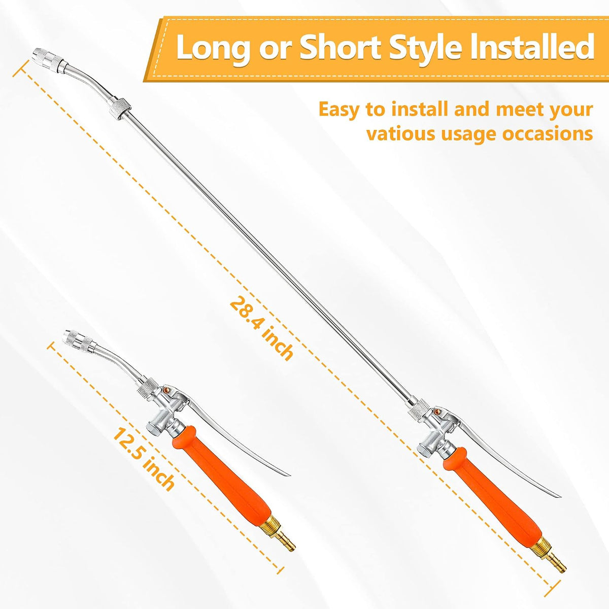 29"Sprayer Wand, Stainless Steel, Adjustable Nozzle, 3/8"Hose, 2 pack