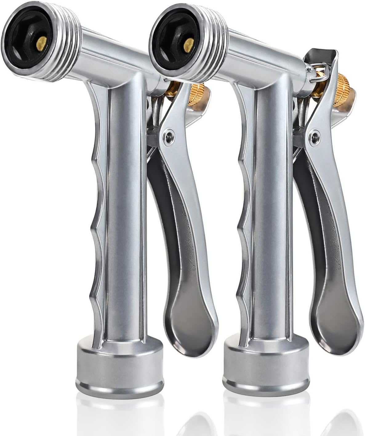 Hose Nozzle 2 Pack, Full Size Pistol Nozzle with Threaded Front