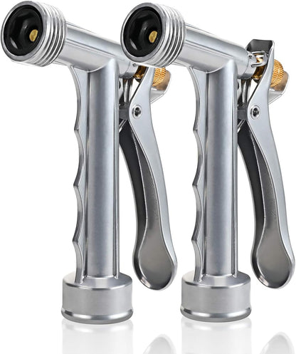 Hose Nozzle 2 Pack, Full Size Pistol Nozzle with Threaded Front