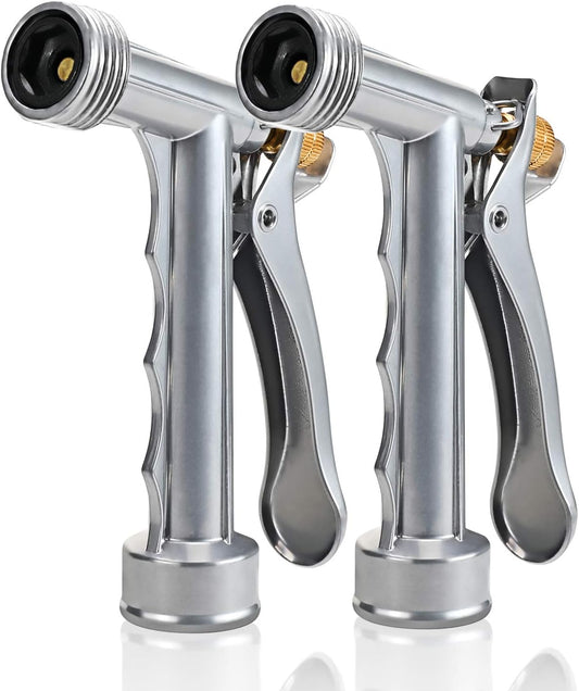 Hose Nozzle 2 Pack, Full Size Pistol Nozzle with Threaded Front