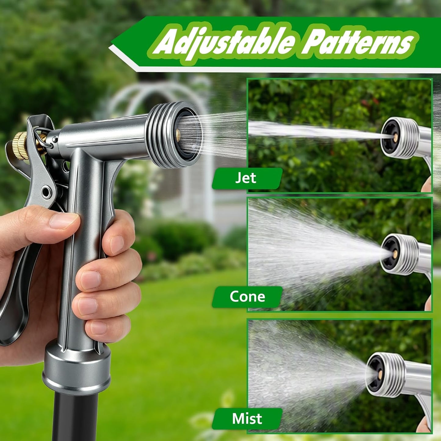 Hose Nozzle 2 Pack, Full Size Pistol Nozzle with Threaded Front