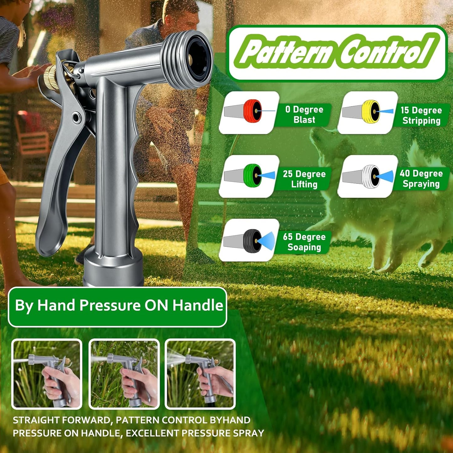 Hose Nozzle 2 Pack, Full Size Pistol Nozzle with Threaded Front