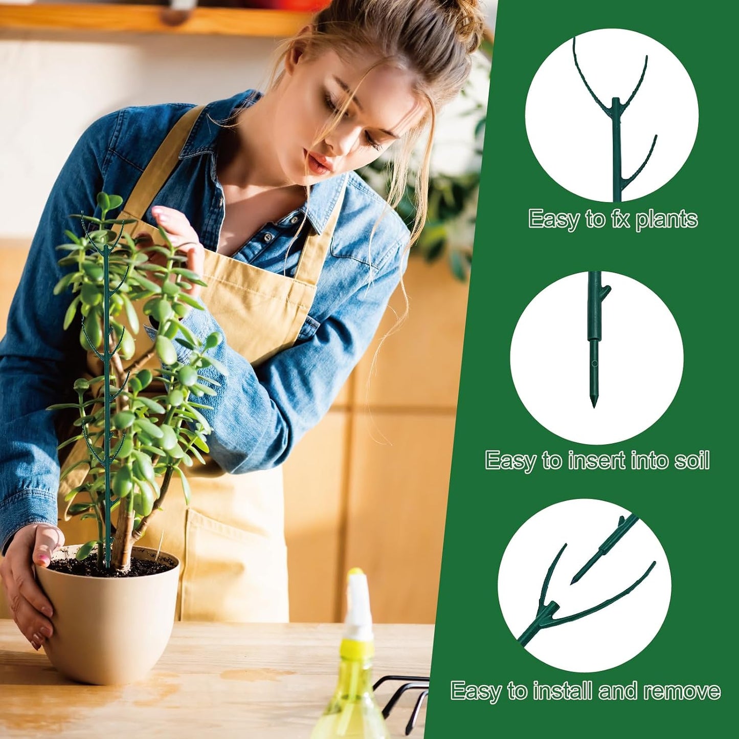 15 Pack Stackable Plant Support Stakes, Climbing Plant Support Pole, Philodendron Garden Stakes for Potted Plants, Plant Holder Stick for Monstera, Pothos