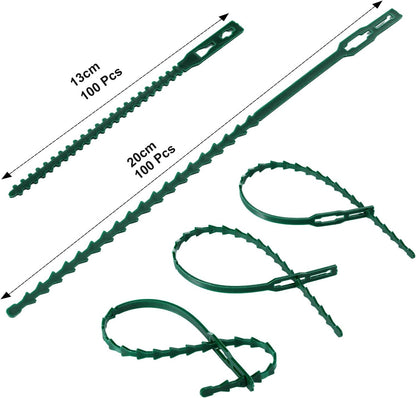 WILLBOND 200 Pieces Adjustable Plant Ties Flexible Garden Plant Ties, Green Multi-Function Sturdy Garden Plant Twist Tie Plastic Garden Ties Plant Support Tree Shrub (13 and 23 cm, Cable Tie)