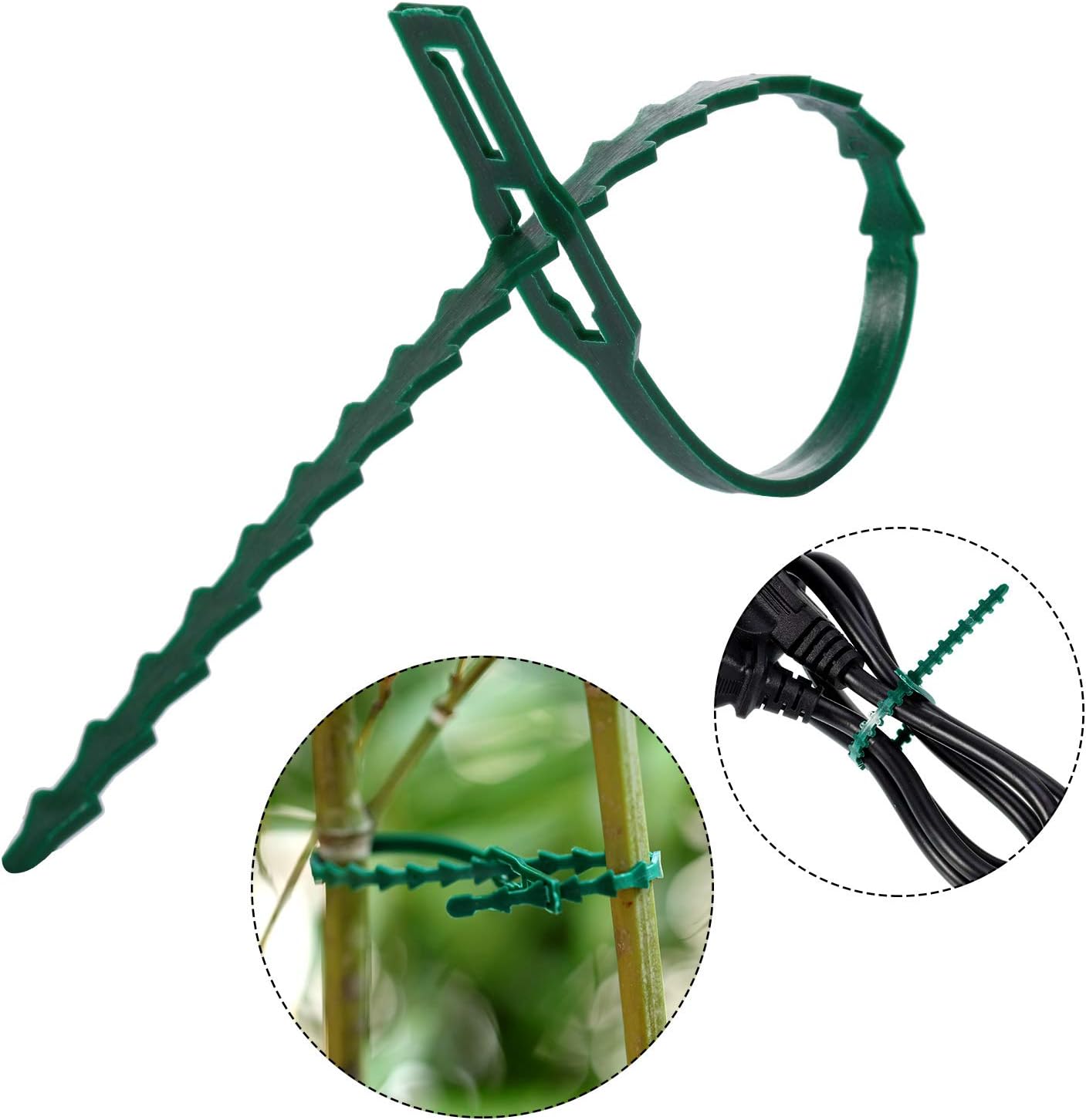 WILLBOND 200 Pieces Adjustable Plant Ties Flexible Garden Plant Ties, Green Multi-Function Sturdy Garden Plant Twist Tie Plastic Garden Ties Plant Support Tree Shrub (13 and 23 cm, Cable Tie)