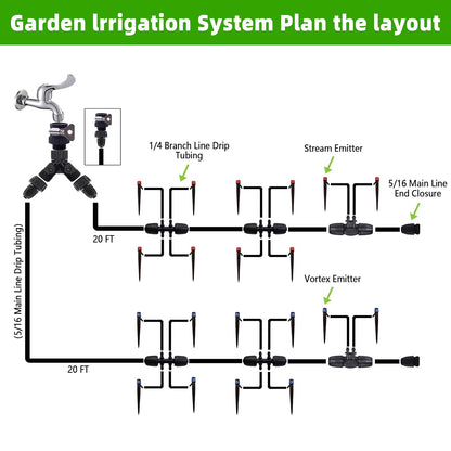 240FT DIY Automatic Drip Irrigation System Kit for Garden