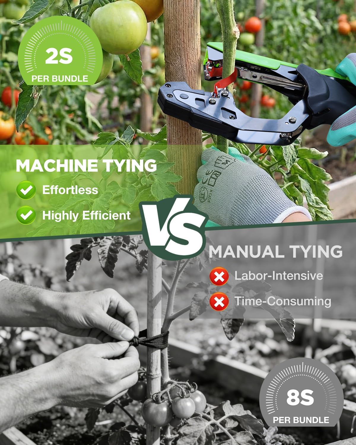 Plant Tying Machine with Gloves & 20 Rolls of Tape & 10,000 Staples