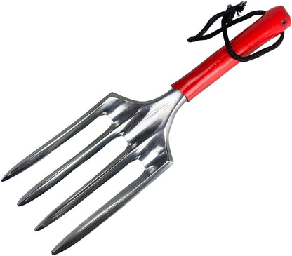 Deluxe Gardening Hand Tool Set | 3-Piece Collection | Hand Fork, Trowel & Transplant Trowel | Steel Finish with Vibrant Red Handles