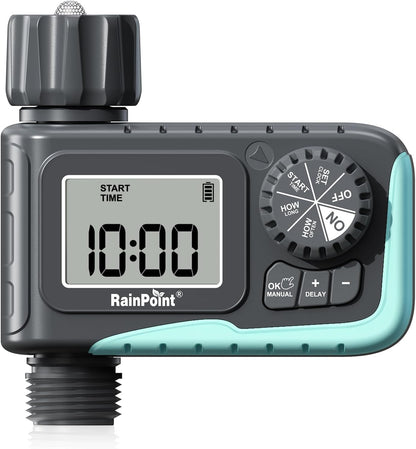 Sprinkler Timer, Programmable Water Timer for Garden Hose, Outdoor Soaker Hose Timed with Rain Delay/Manual/Automatic Watering System, Digital Irrigation for Yard, Lawn, 1 Outlet