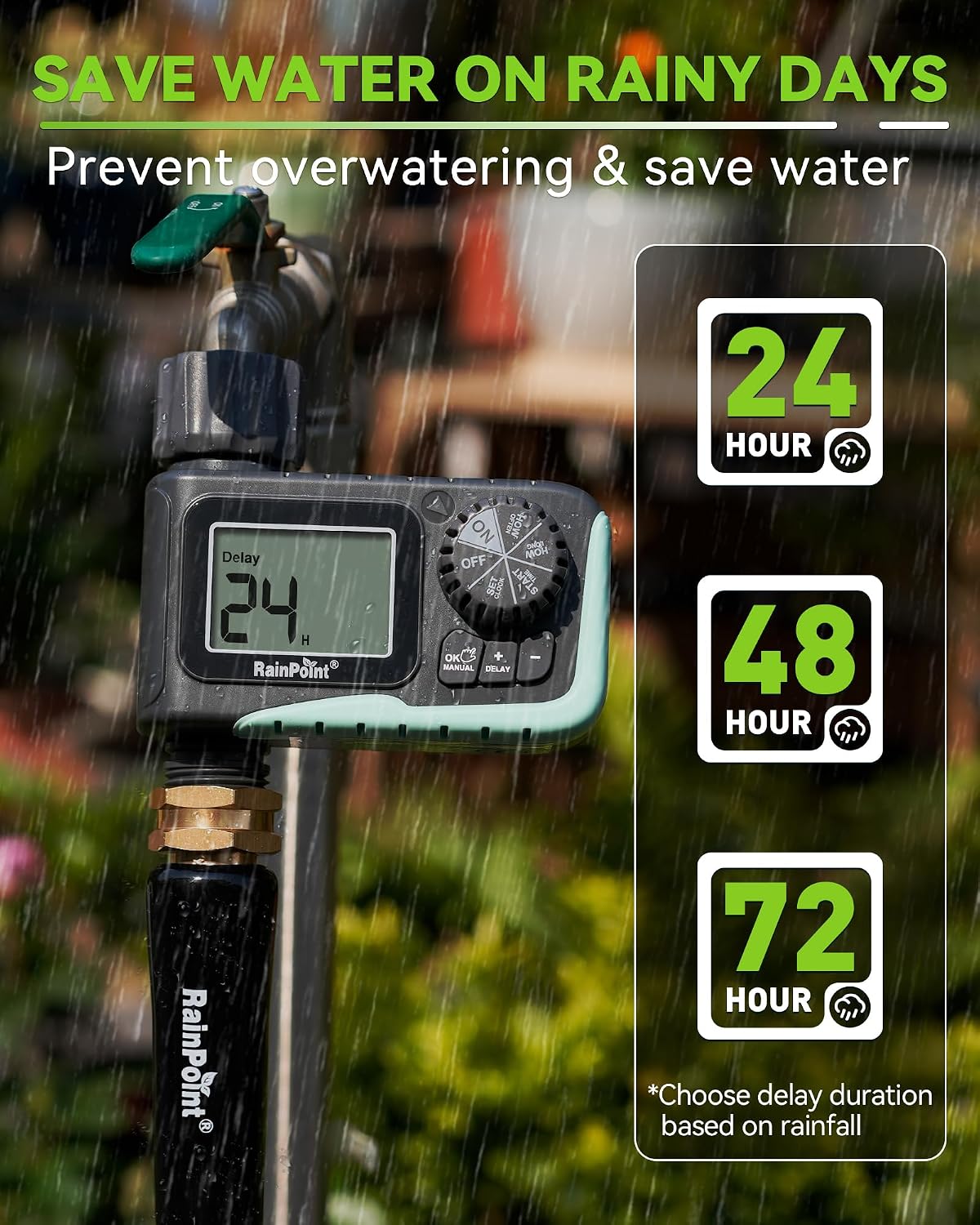 Sprinkler Timer, Programmable Water Timer for Garden Hose, Outdoor Soaker Hose Timed with Rain Delay/Manual/Automatic Watering System, Digital Irrigation for Yard, Lawn, 1 Outlet