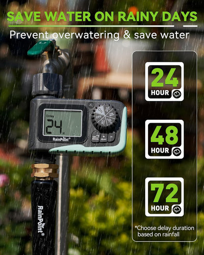 Sprinkler Timer, Programmable Water Timer for Garden Hose, Outdoor Soaker Hose Timed with Rain Delay/Manual/Automatic Watering System, Digital Irrigation for Yard, Lawn, 1 Outlet
