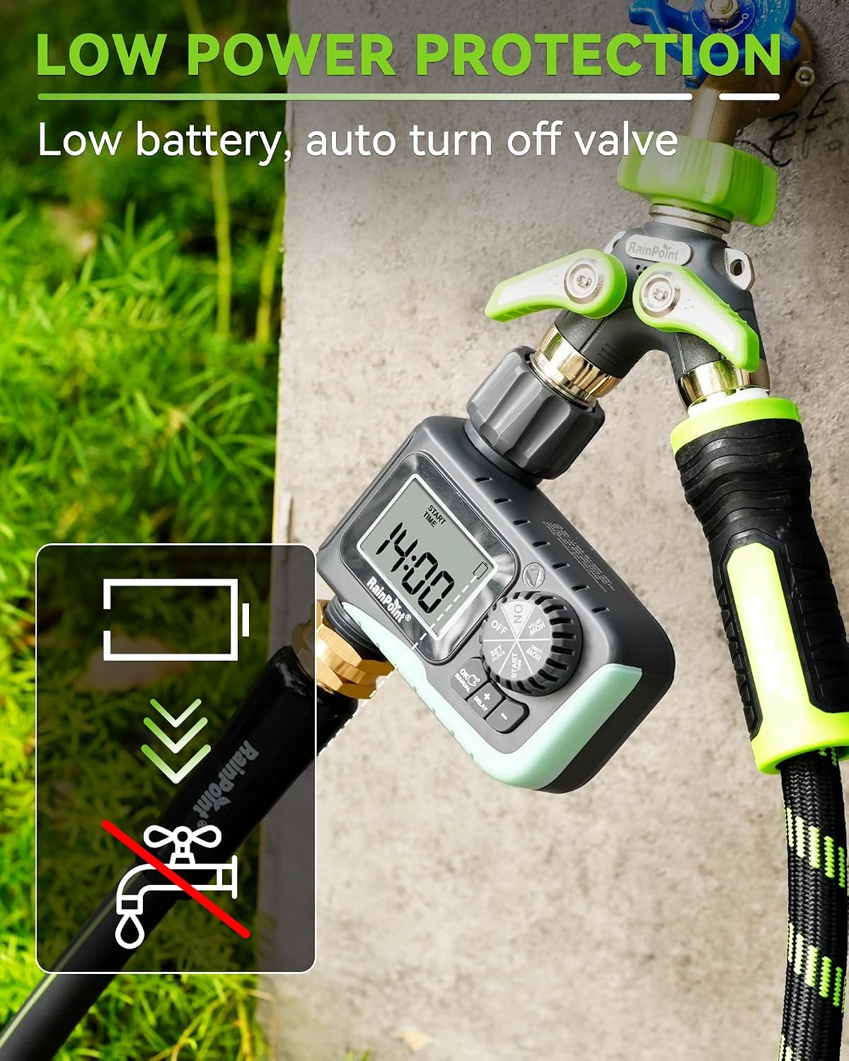 Sprinkler Timer, Programmable Water Timer for Garden Hose, Outdoor Soaker Hose Timed with Rain Delay/Manual/Automatic Watering System, Digital Irrigation for Yard, Lawn, 1 Outlet