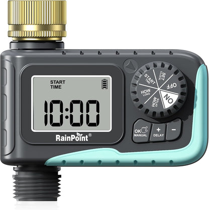 Sprinkler Timer, Programmable Water Timer for Garden Hose, Outdoor Soaker Hose Timed with Rain Delay/Manual/Automatic Watering System, Digital Irrigation for Yard, Lawn, 1 Outlet
