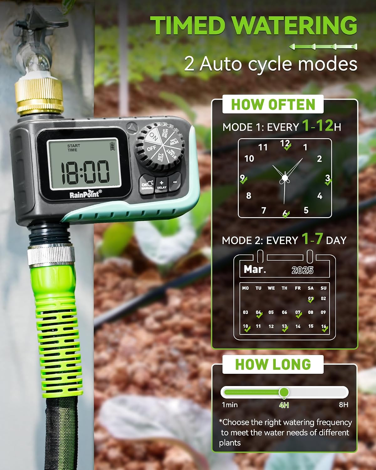 Sprinkler Timer, Programmable Water Timer for Garden Hose, Outdoor Soaker Hose Timed with Rain Delay/Manual/Automatic Watering System, Digital Irrigation for Yard, Lawn, 1 Outlet