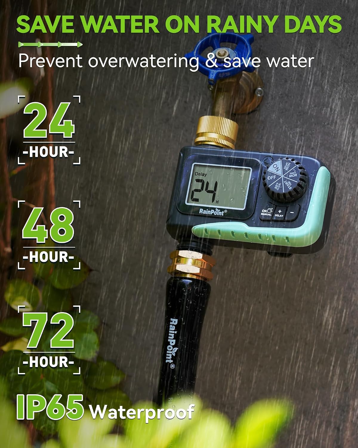Sprinkler Timer, Programmable Water Timer for Garden Hose, Outdoor Soaker Hose Timed with Rain Delay/Manual/Automatic Watering System, Digital Irrigation for Yard, Lawn, 1 Outlet